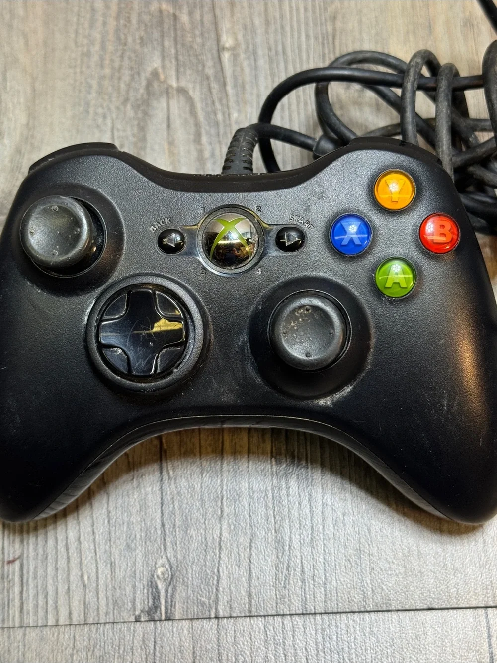 Official Microsoft Xbox 360 Black Wired Controller! Works Great! Authentic!